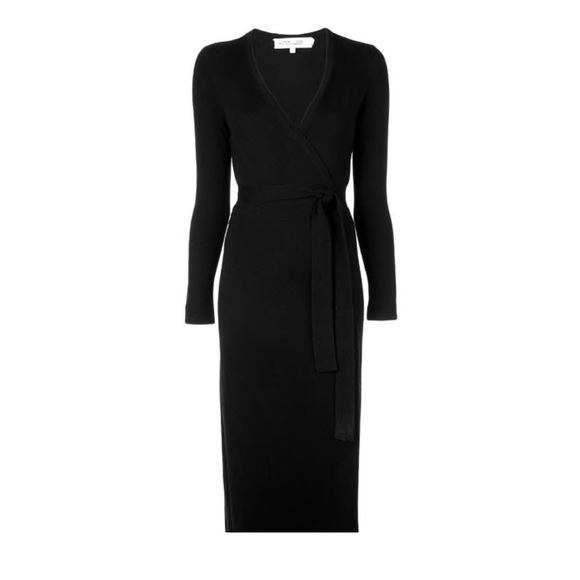 Diane Von Furstenberg Black Wrap Dress - Picture 1 of 6